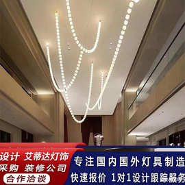 定制串珠吊灯客厅餐厅复式楼梯工程灯具别墅展厅装饰灯轻奢室内