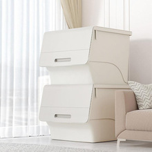 茶花塑料大号前开式翻盖儿童玩具零食衣物收纳储物箱收纳柜整