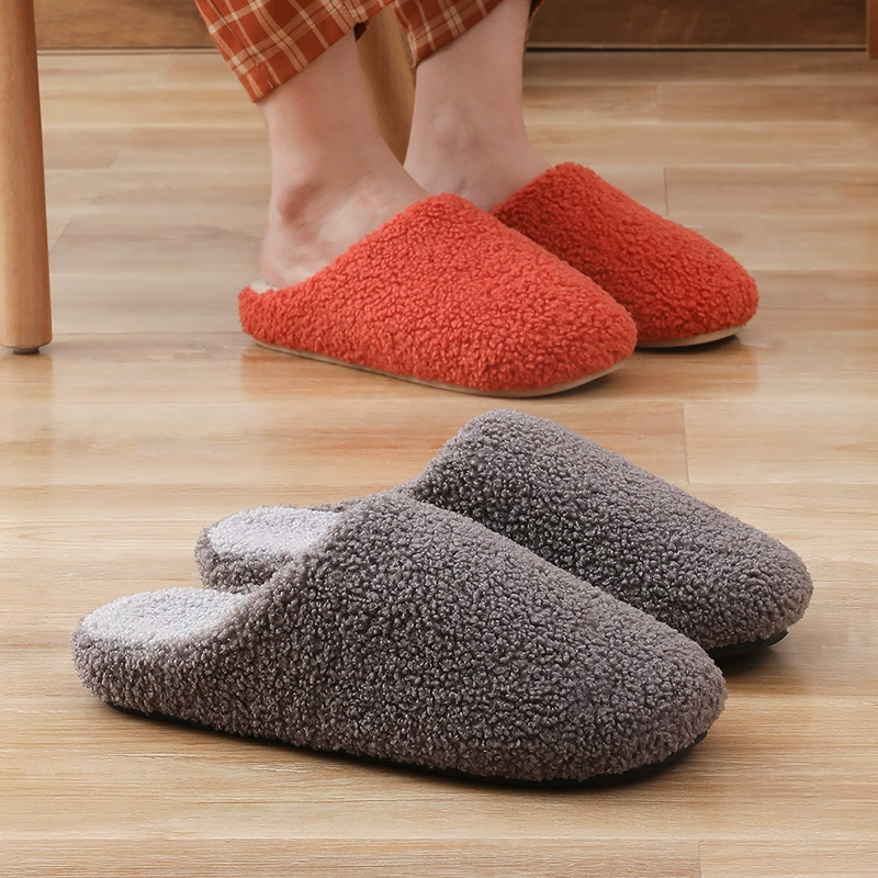 Японский простой бархат теплые хлопчатобумажные тапочки для мужчин осенью и зимой