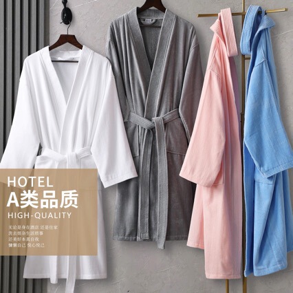 Hotel Pure Cotton Bathrobe, Absorbent, Quick-Drying Towel Material, Couple's Bathrobe for Men and Women, Suitable for All Seasons, to Wear after Bathing