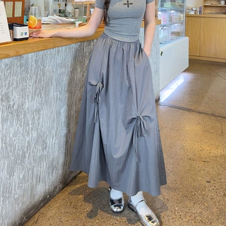 半身裙女夏2026新款A字裙蝴蝶带高腰遮胯显瘦垂感中长款大摆伞裙