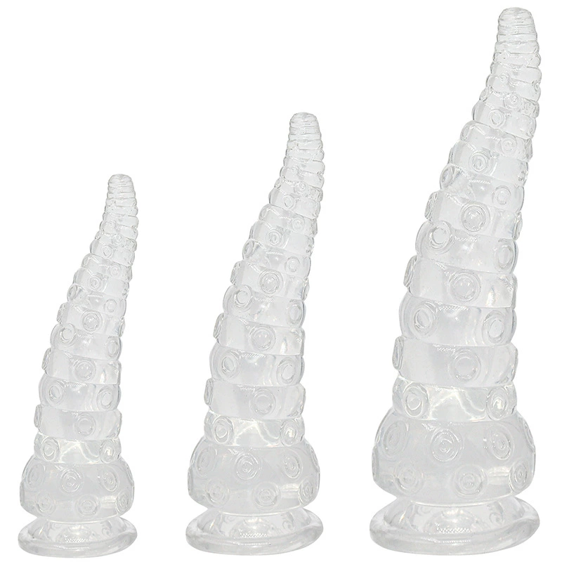 Anal Plug Octopus Tentacle, 3 Sizes S/M/L, Black or Transparent, Suction Base