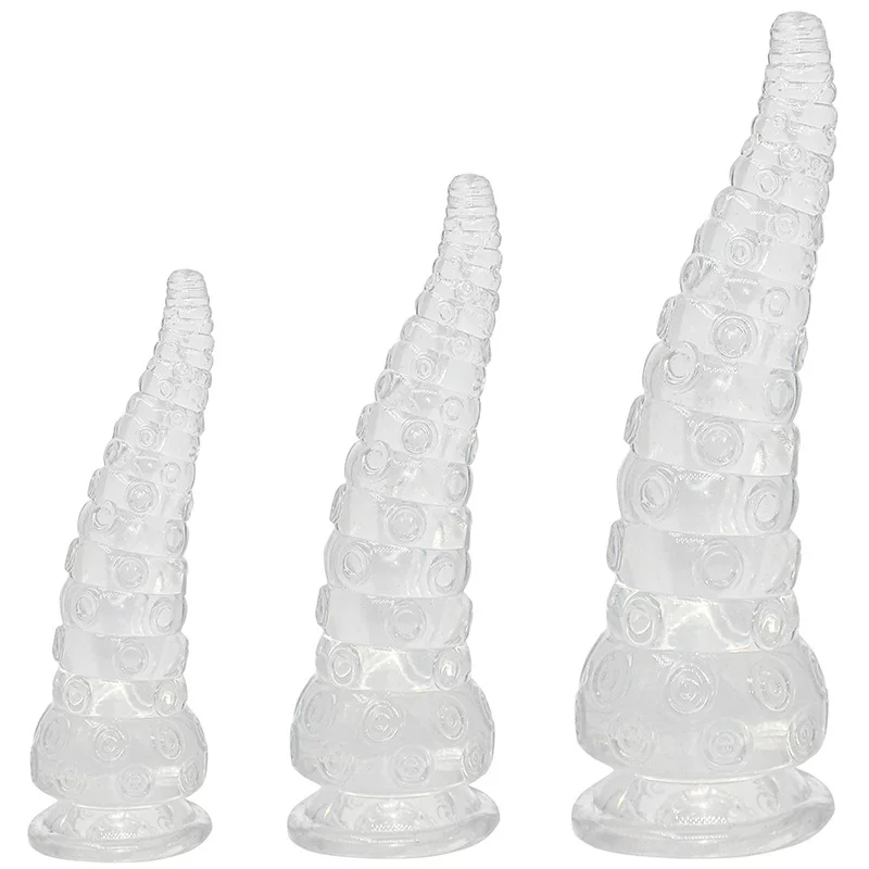 Anal Plug Octopus Tentacle, 3 Sizes S/M/L, Black or Transparent, Suction Base