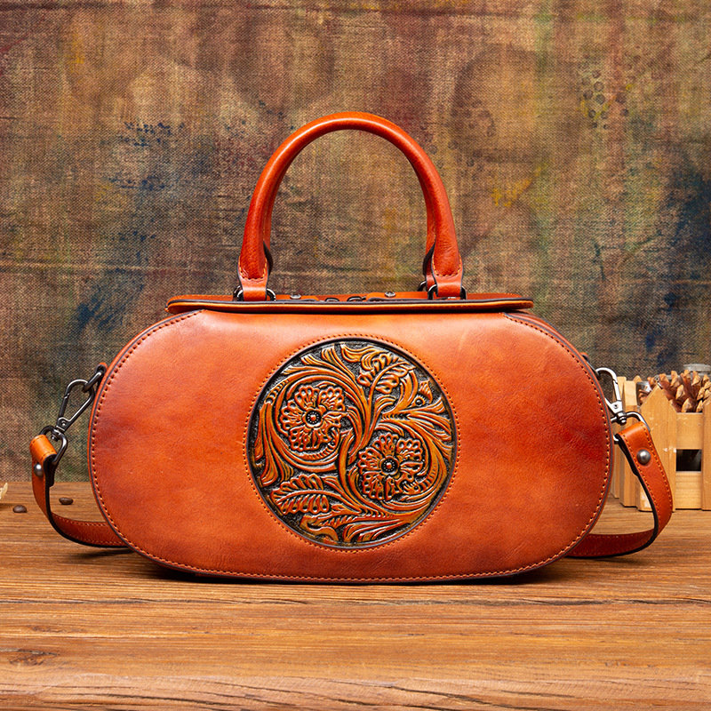 Nuova borsa in stile nazionale, piccola e popolare, borsa in pelle di vacchetta con strato superiore da donna in colore lucido_voghion.com