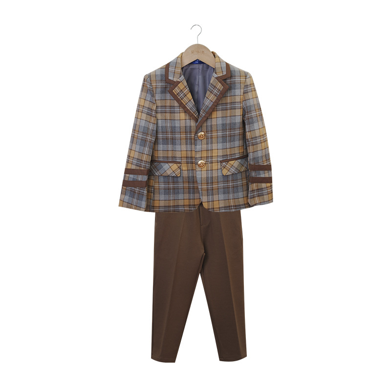 초등학교 학생을위한 봄과 가을 수업 옷 영국 아카데미 스타일 학교 유니폼 유치원 정원 옷 어린이 격자 무늬 세트 치마 세트