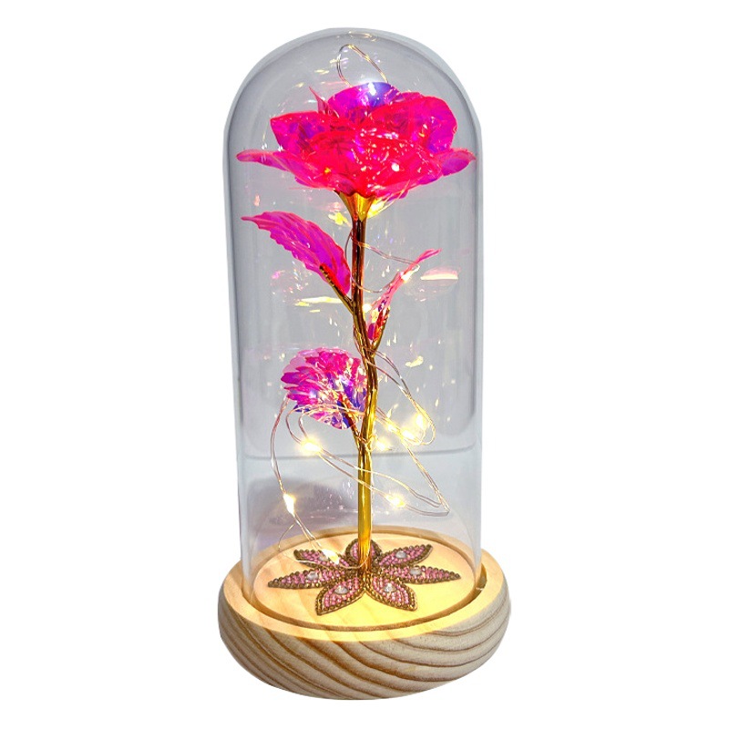 Lámpara de Cristal con Rosa Preservada, Regalo para el Día de San Valentín Chino, 520, Producto Terminado al por Mayor, Adorno Creativo para Regalo Pequeño