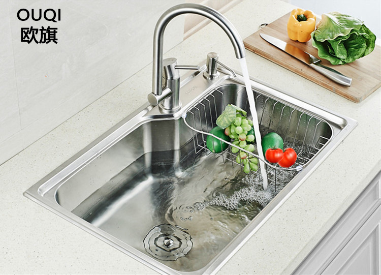 IYR7 Thickened SUS304 Stainless Steel Sink Single Basin Kitchen Vegetable Wash Basin Dishwashing Pool Single Tray Wholesale