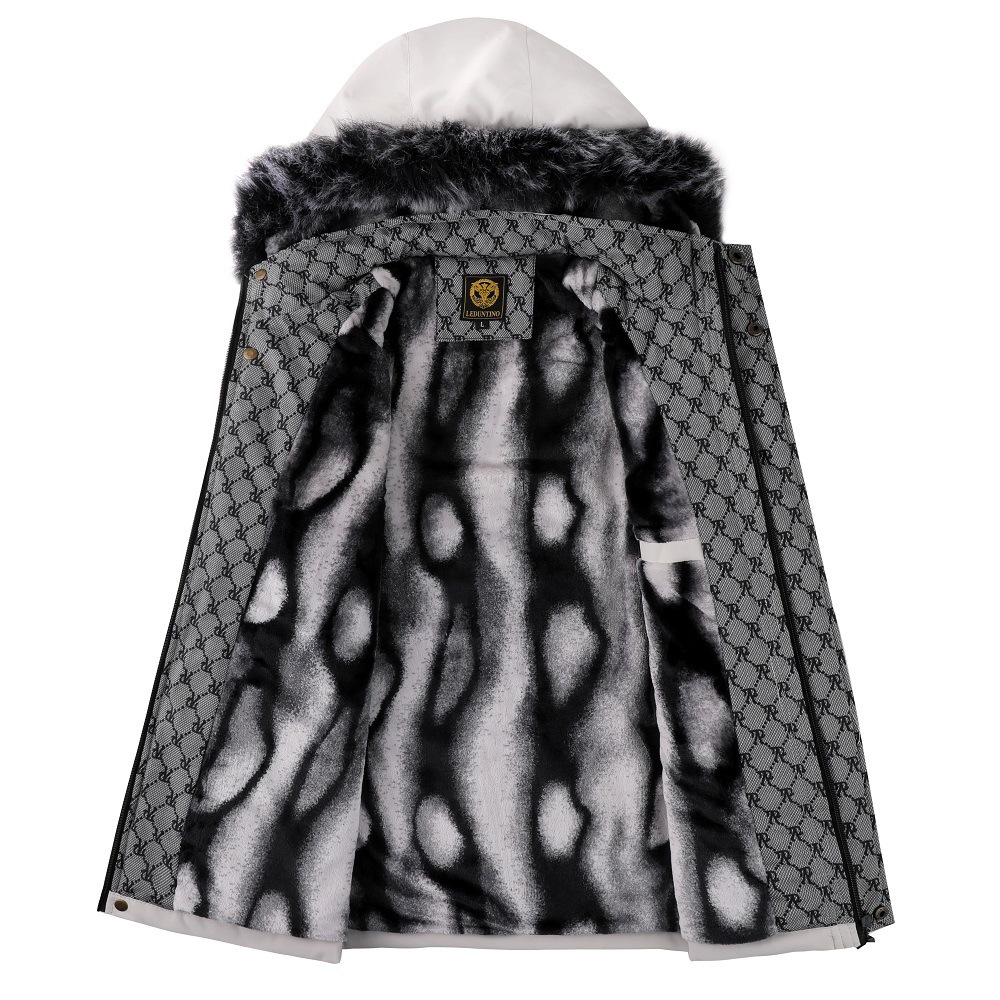 Winter New Men's Large Fleece Collar, Plüsch verdickter Baumwoll-High-End-Mantel, Vater und Papa_voghion.com