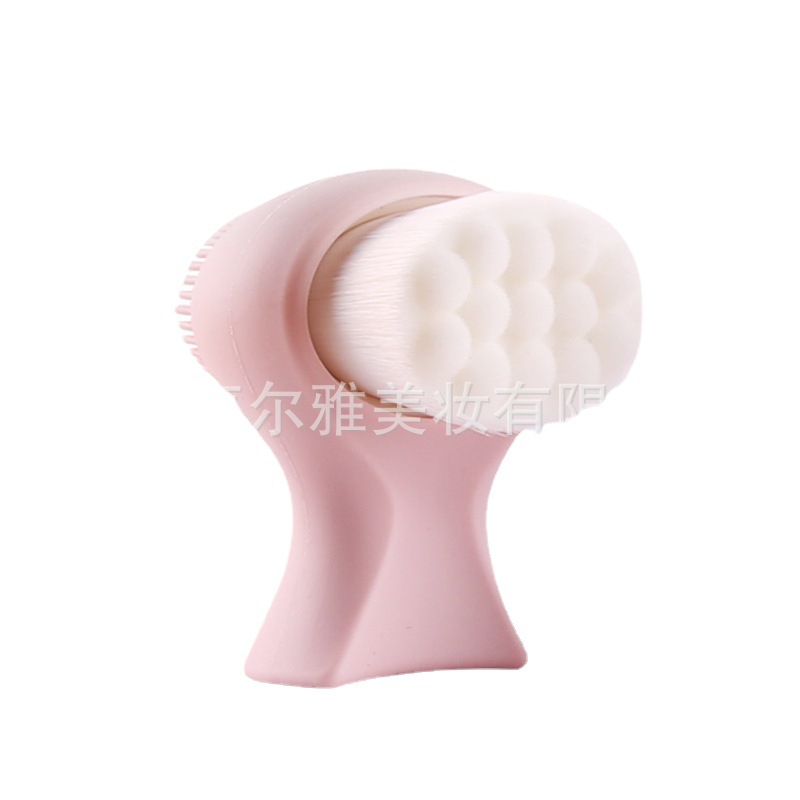 Herramientas de belleza al por mayor transfronterizas cintura pequeña herramienta de cepillo de cara de silicona suave de doble cara de pelo cepillo de limpieza facial cepillo de cara