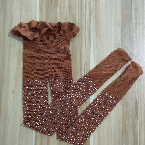 Cross-border European and American children's hot diamond fishnet stockings black diamond leggings girls summer mesh body stockings