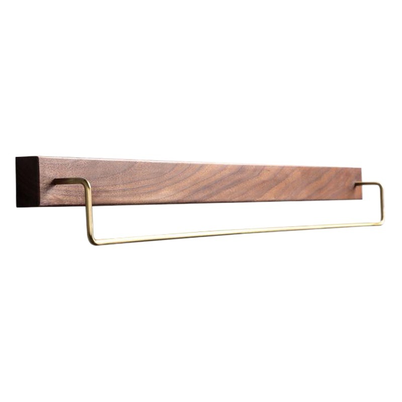 Log Brass Towel Rack Without Punching Bathroom Storage Rack Wall-Mounted Towel Bar Bath Towel Rack Single Rod Hanging Rack Solid Wood