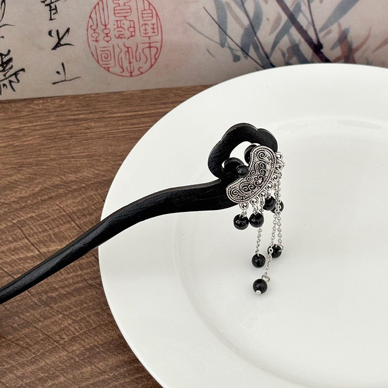 Nuevo estilo chino de alta sensibilidad pinzas de cabello estilo antiguo Liusu Bu Shake ropa antigua de ropa de estilo chino pinzas de cabello bandeja de cabello pinzas de cabello de madera pinzas de cabello