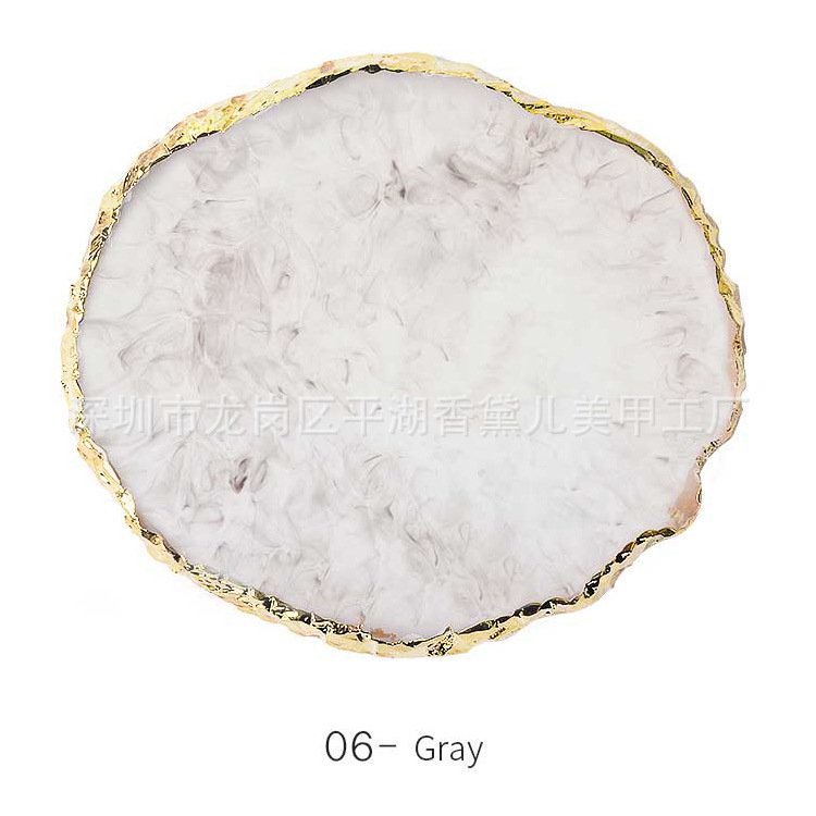 Arte de uñas paleta de cristal japonés ágata paleta de borde dorado cristal marbling pintado paleta de colores herramienta