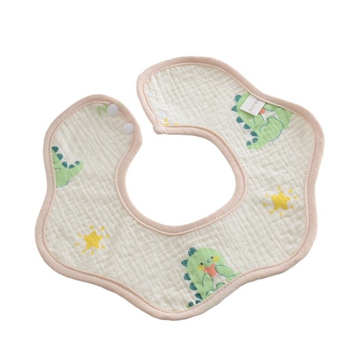 Baby cotton bib Class A 360-degree rotating TPU waterproof spit napkin cartoon printed water-absorbent petal bib