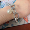 Elegant short pendant from pearl, fashionable necklace and bracelet, chain, European style, suitable for import