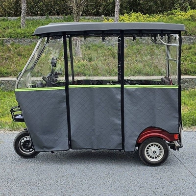 tricycle canopy, electric tricycle rain Elektromobil üçün ön şüşə çətiri (günlük) - stainless-steel-frame-gray-composite-top-gray-leather-lined-rain-curtain-16070