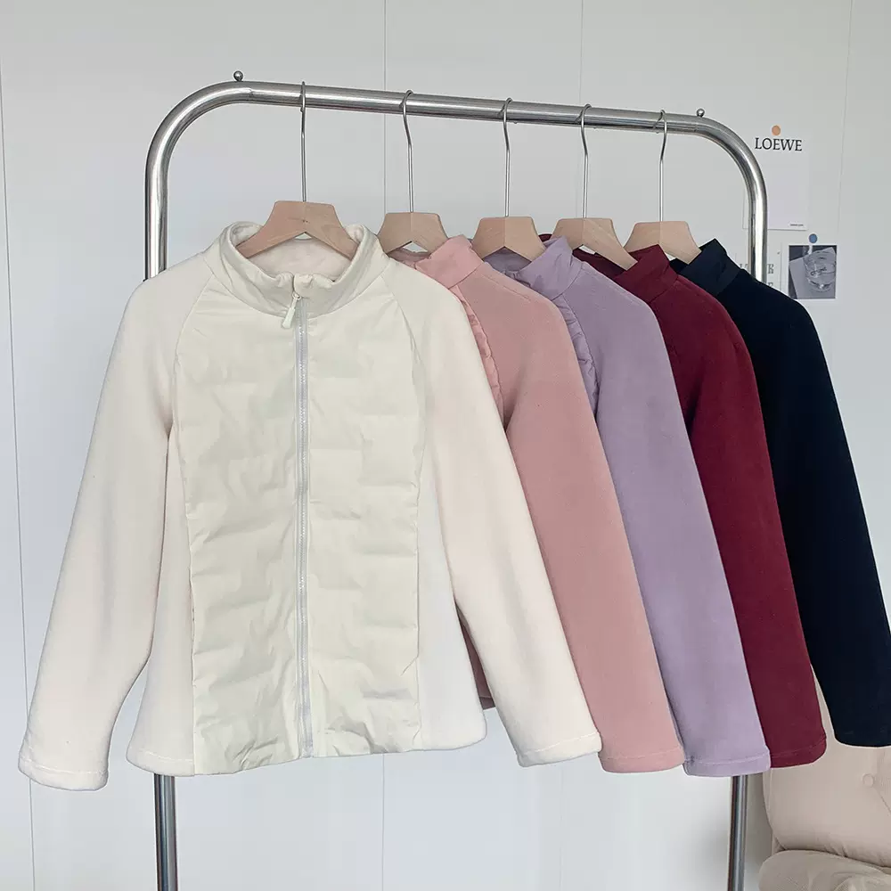 新款羽绒石墨烯摇粒绒外套90白鸭绒运动羽绒服女冬季防寒保暖上衣