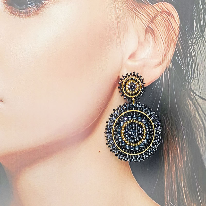Geometric Pattern Women's Gender 1 Pair Bohemian Classic Style Geometric Glass Drop Earrings
