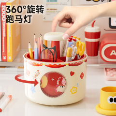 新款360度旋转笔筒高颜值四格文具收纳盒大容量桌面整理收纳笔桶