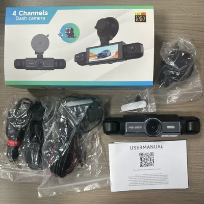 Four-Channel 4-Lens 4-Probe Cross-Border Monitoring Dashcam with High-Definition 360-Degree Vehicle Recording (Driving recorder) - c280-real-four-recording