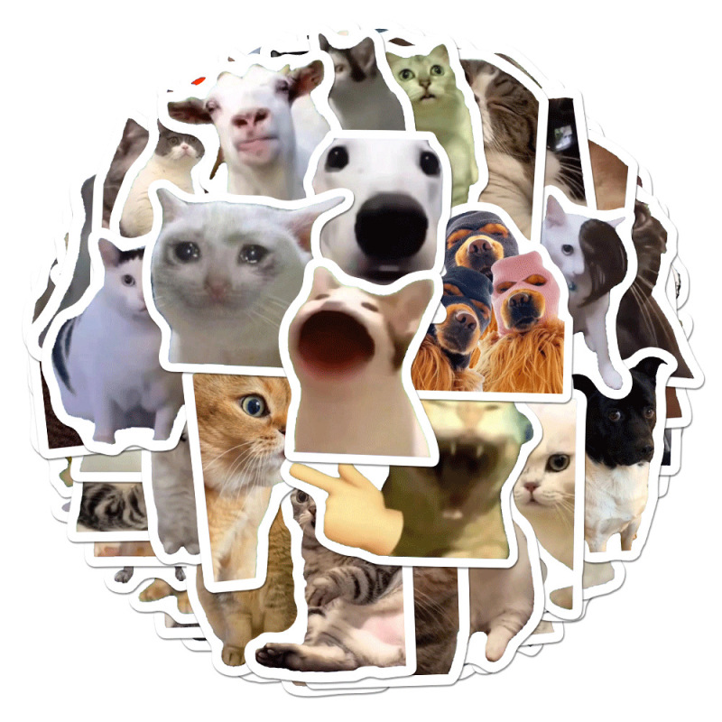 202 猫ミームステッカークリエイティブ面白いかわいいペットインスタイルハンドブック携帯電話ケースステッカー防水|undefined