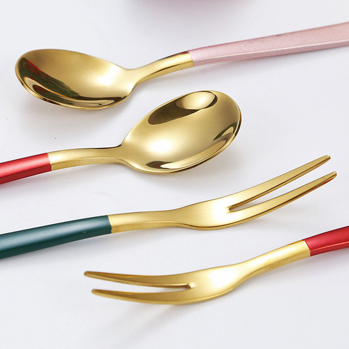 304 stainless steel thickened fruit fork and coffee spoon Korean household creative fruit pick internet celebrity dessert fork and spoon set