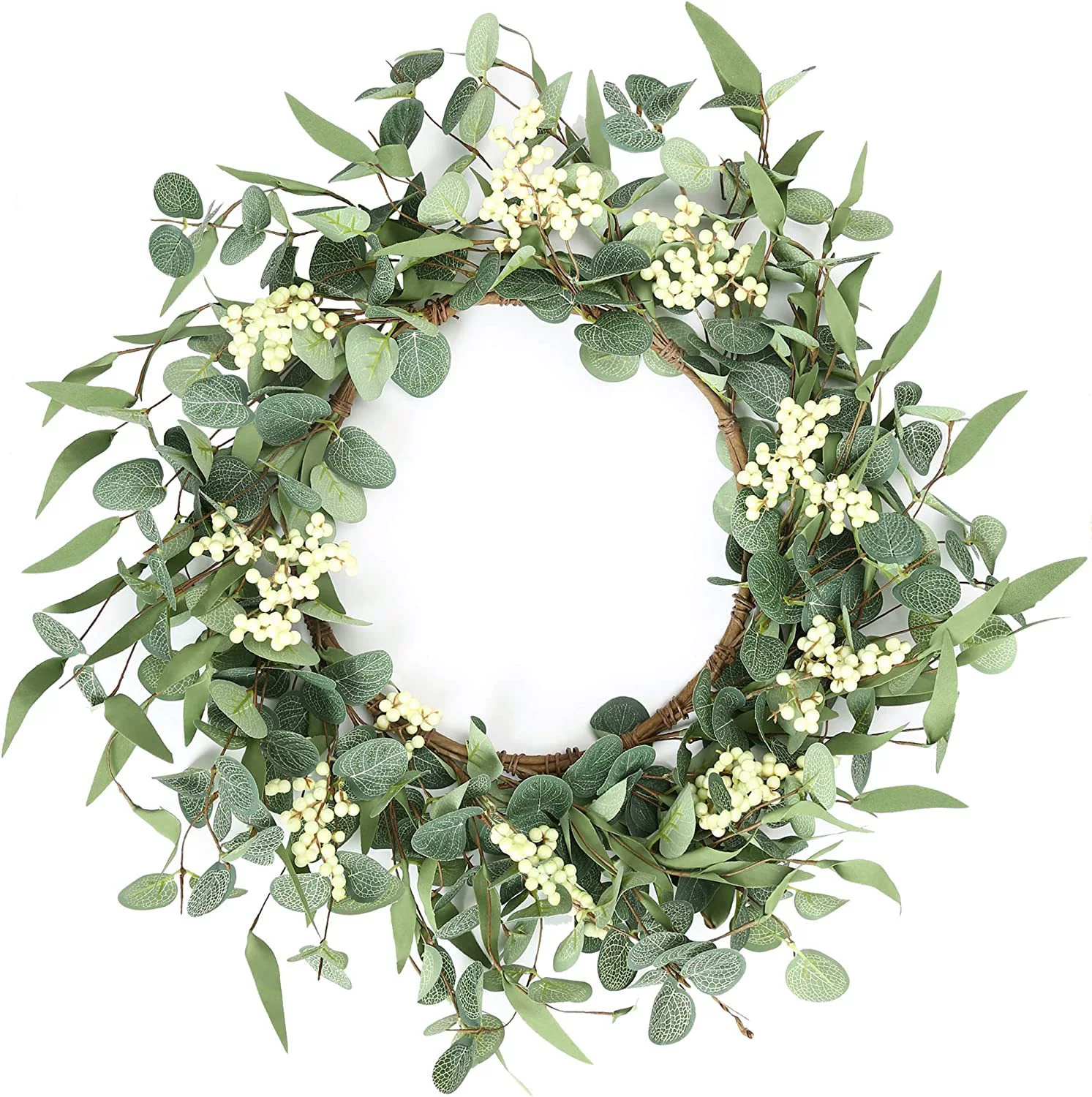 Amazon spot pulp, Galige leaf flower ring simulation green leaf eucalyptus flower ring home living room window decoration