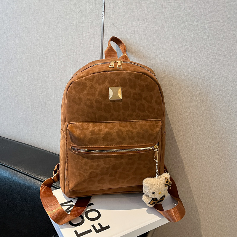Mochila de moda coreana de otoño nueva mochila de aire extranjero retro de gran capacidad de leopardo mochila escolar de viajes casuales