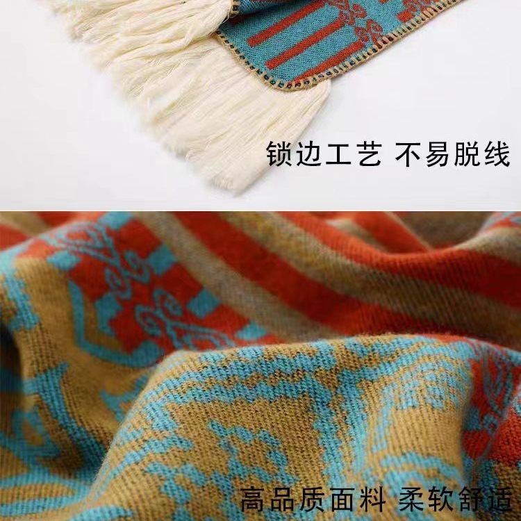 民族风大披肩毛毯复古斗篷青海围巾西藏新疆旅游防寒拍照披风秋冬|undefined