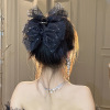 Big elite hairgrip for princess with bow, crab pin, advanced round beads, nail sequins, new collection, high-quality style