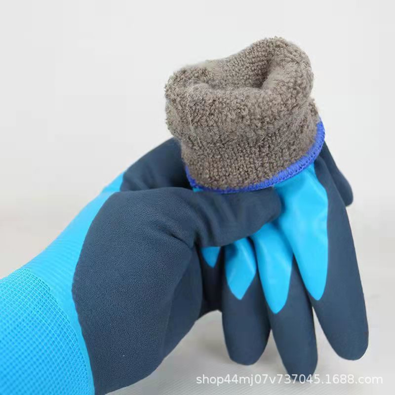 Invierno agrega guantes de pesca impermeables, guantes de protección laboral antideslizantes, almacenamiento en frío, ciclismo, guantes de terciopelo de arroz cálido