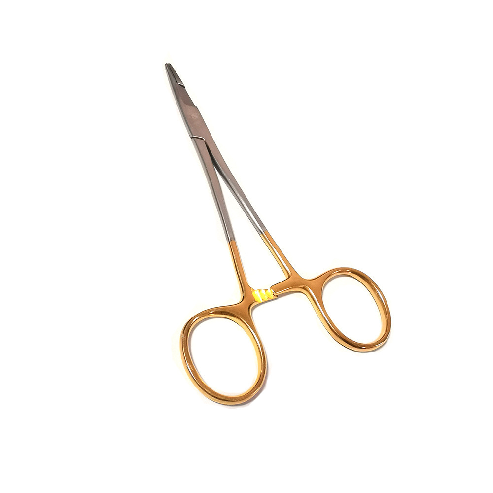 不锈钢器械 金色手柄镶片带剪持针器 手术剪 12.5cm 精细款