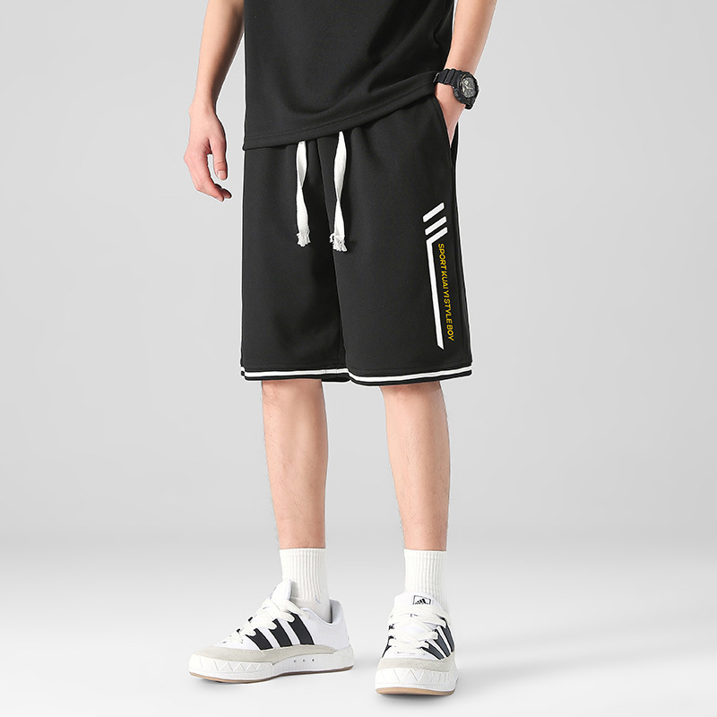 Al por mayor transfronterizo deportivo de ocio de verano de mangas cortas pantalones elásticos de cinco puntos de hombre de punto sueltos pantalones rectos image 9