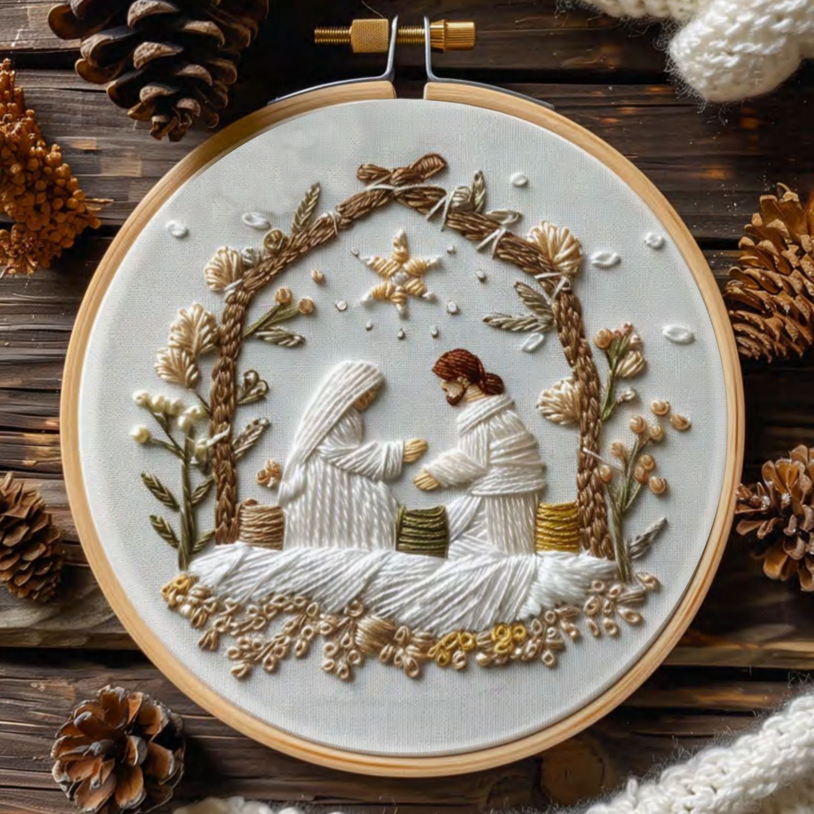跨境新品Christmas Embroidery KIT降生刺绣套件材料英文针法