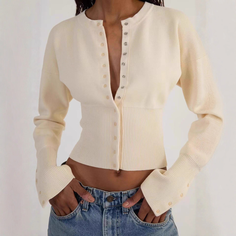 2026 European and American Cross-Border Women's Fashion Lazy Style Street Trend Slim Fit Short Knitted Cardigan Crop Top Sweater for Women 2026 European and American Cross-Border Women's Fashion Lazy Style Street Trend Slim Fit Short Knitted Cardigan Crop Top Sweater for Women