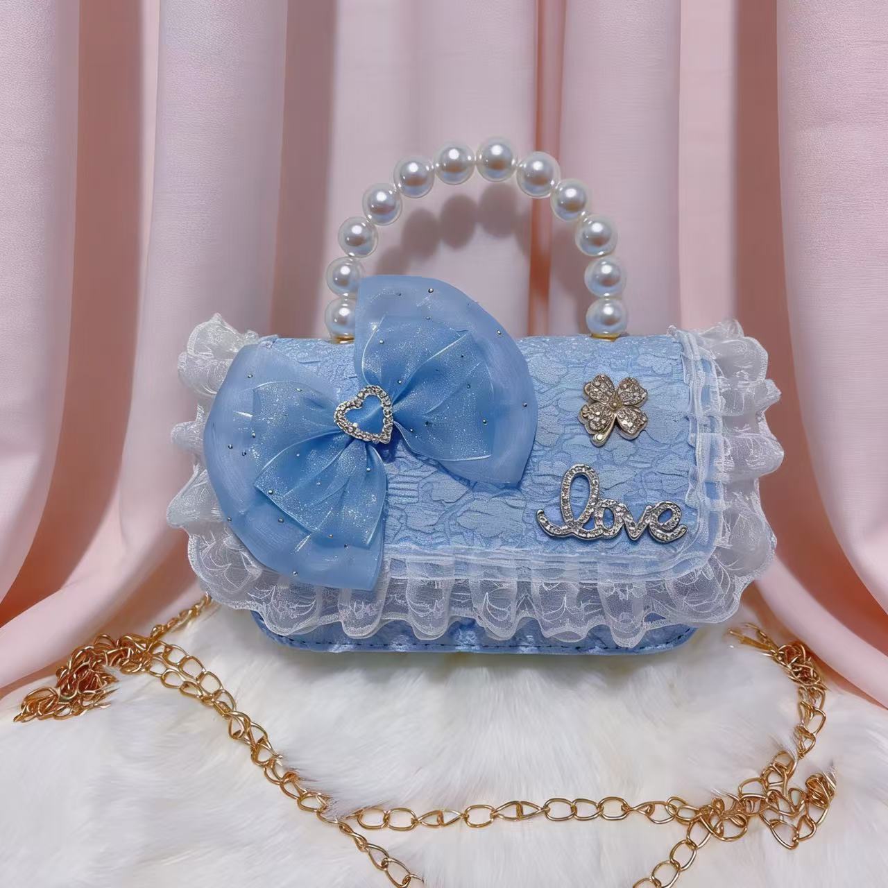 Nuevo tipo de bolso para niños, moda perla portátil, bolso de hombro de la princesa Aisha, estilo extranjero, bolso de hombro para niñas lindas