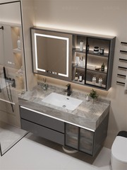 G3YN岩板無縫拼接陶瓷一體浴室櫃組合衛生間洗手洗臉盆櫃智能洗漱