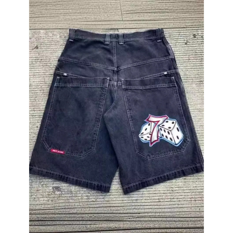 Jnco Loose-Fitting Denim Shorts Harajuku Y2K Jeans Hip-Hop Retro Summer Gothic Men's Shorts