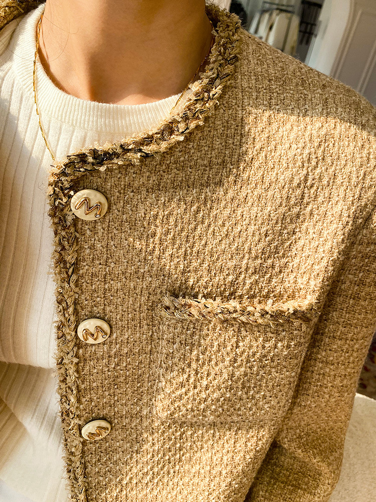 Autumn and Winter New French Design Sense Celebrity Fragrant Style Coat Women's Long Sleeve Wool Short Coat Shenzhen Nanyou Women's Clothing