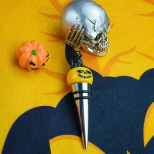 Halloween kitten pumpkin head two silk wine stopper silicone wine bottle stopper glass bottle stopper sparkling wine bottle stopper
