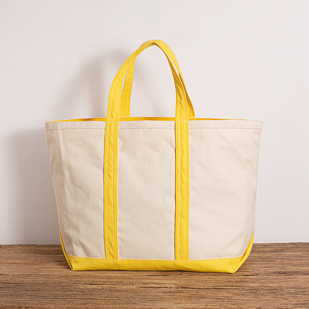 ins風(fēng)休閑手拼色手提帆布包 大容量單肩工裝帆布袋批發(fā)定制LOGO