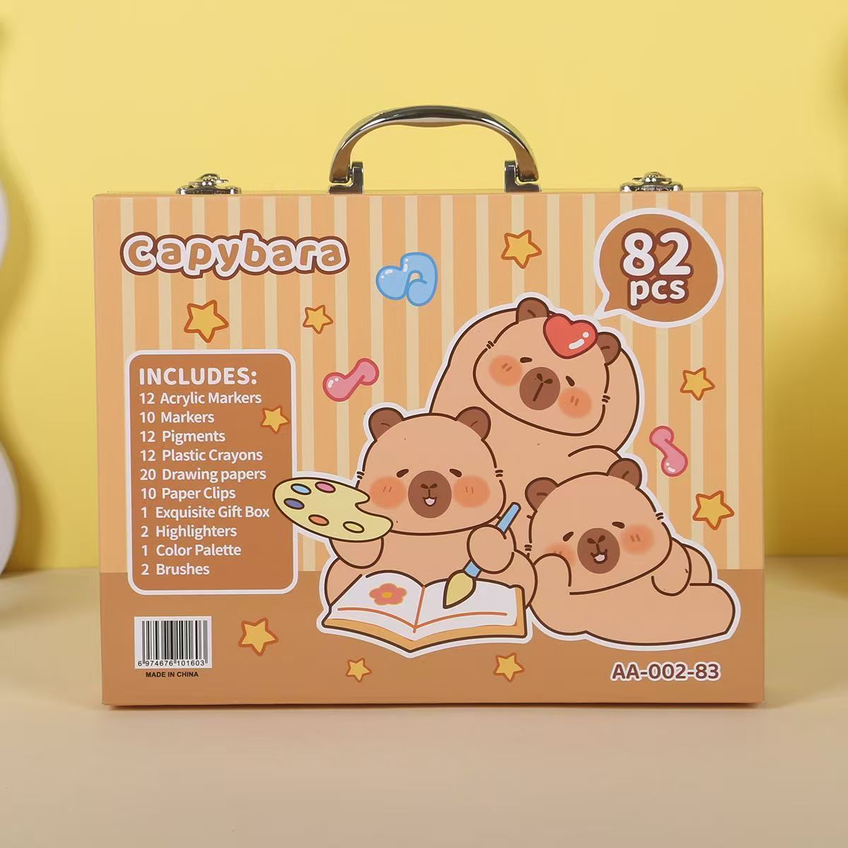 145 caja de aluminio de doble capa, bolígrafo de acuarela, juego para niños, herramienta de dibujo, caja de regalo de pintura, pintura de arte, juego completo de lujo