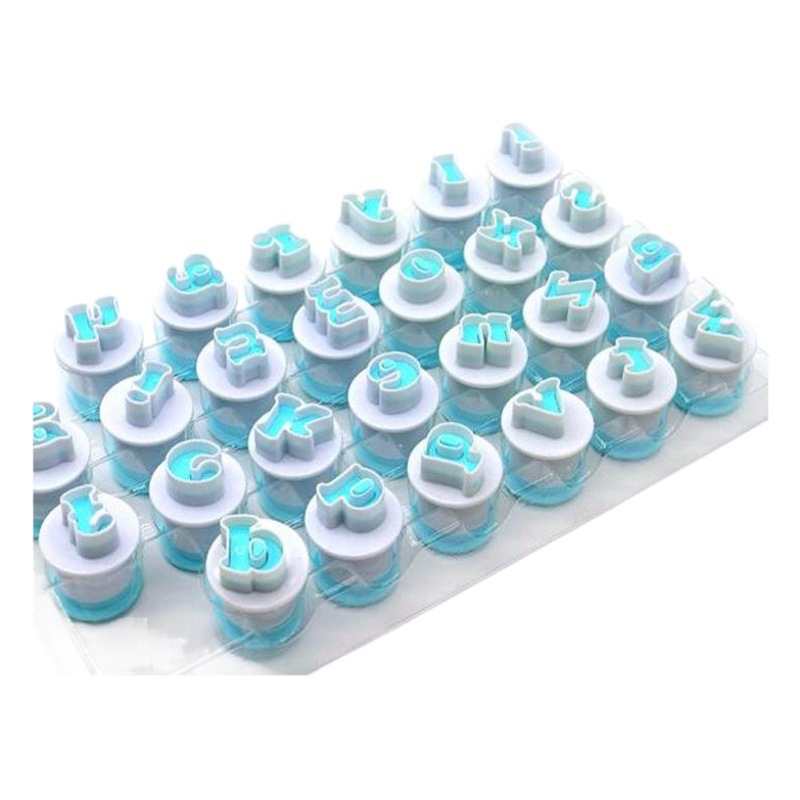 26 unids caso inglés letras números primavera molde de galleta fondant chocolate impresión hornear