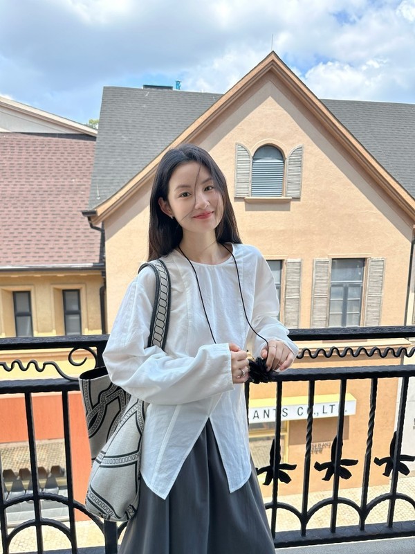 DIGM | 2025秋季极简高级感松弛感开衩天丝亚麻宽松衬衫女A09227|undefined