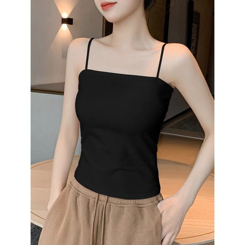 Single/Double Piece Summer Versatile Sexy Camisole Top for Women, Outerwear, Fitted Simple, Solid Color Top for Innerwear