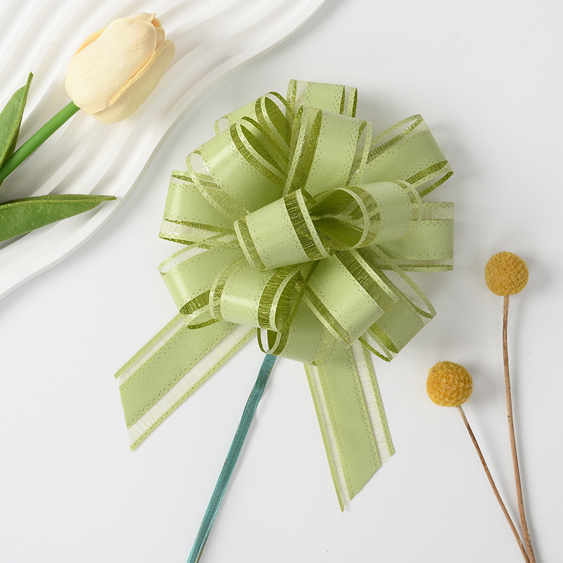 Transfronterizo Amazon 30 Medio Color natural Hilo de nieve simple y elegante Flor de dibujo esférico Regalos navideños Empaquetado de flores Cinta