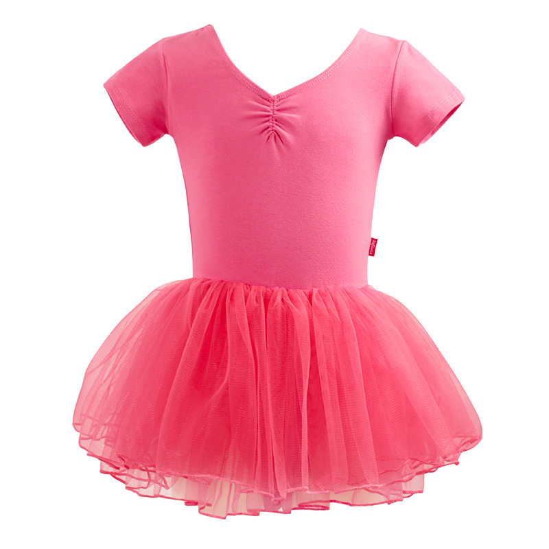Día del Niño Actuación Niños Ropa de baile Práctica Chica Falda de ballet Chica de manga corta Ropa de baile Princesa Tutú