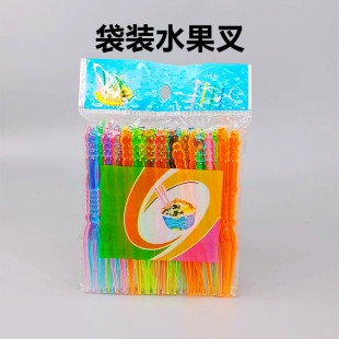 30 house factory direct plastic fruit fork disposable fruit fork a bag of 50 wholesale two yuan store supply