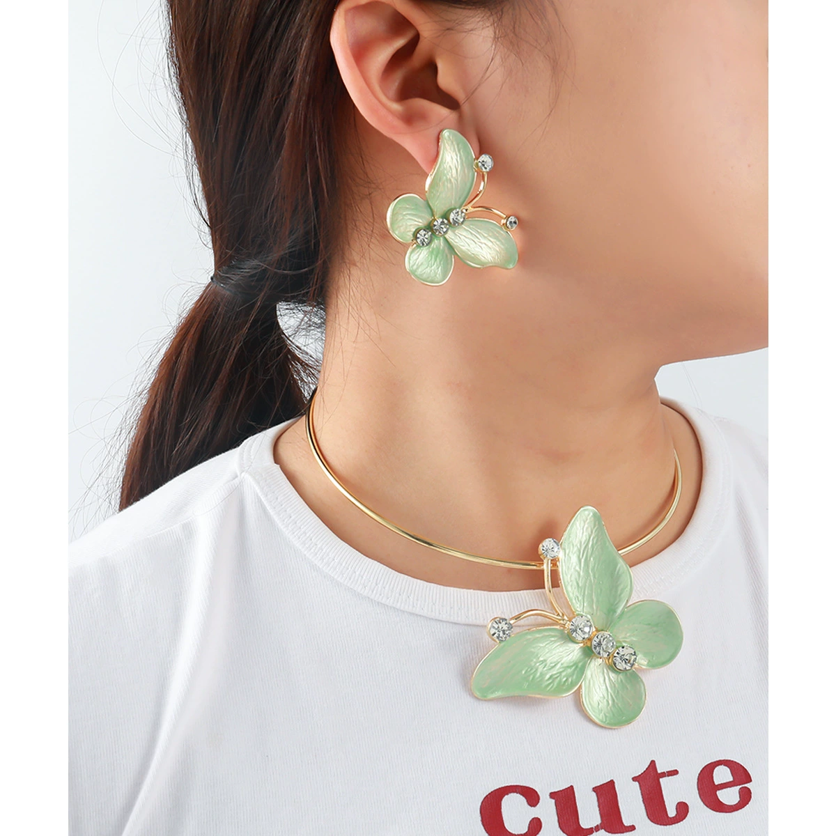 (Граница торговли), металлические серьги, чокер, набор, европейский стиль, простой и элегантный дизайн, бохо стиль