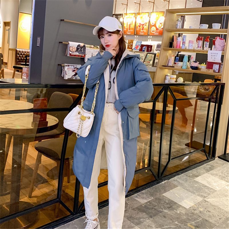新款过膝羽绒棉服女中长款加大码外套加厚棉衣韩版宽松面包服|undefined